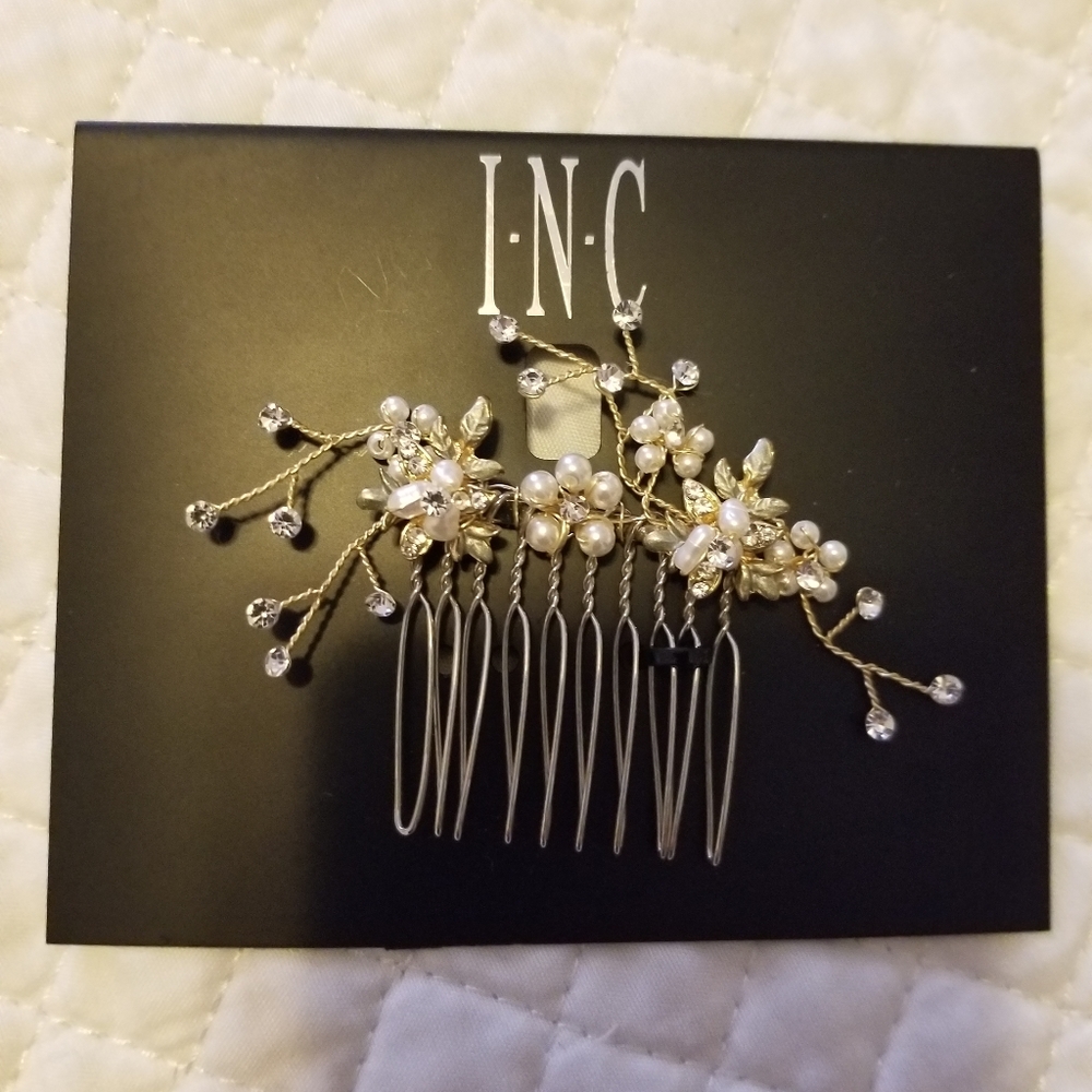 INC Hair Comb with Imitation Pearl & Crystals